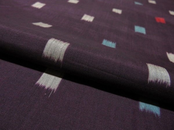 Photo4: 2W01z50 Vintage Japanese Kimono Silk MEISEN FABRIC Dark grape   55.9" (4)