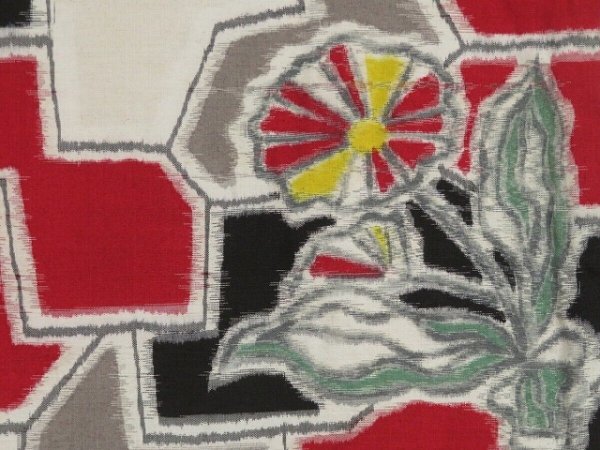 Photo4: 1409i09z520 Vintage Japanese Kimono Silk MEISEN HAORI Black Flower (4)