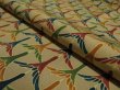 Photo4: 2P05z90 Japanese Kimono Silk  FABRIC Light ochre Flying crane 64.6" (4)