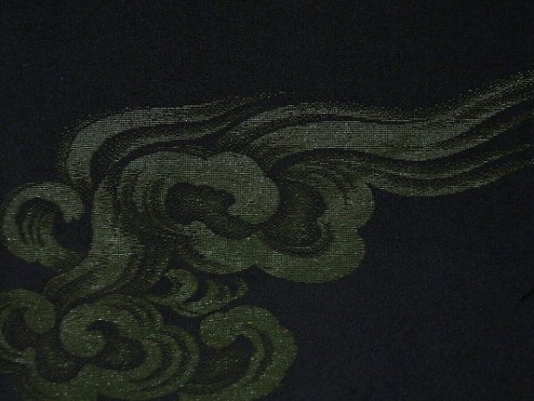 Photo4: 1222H04z480 Vintage Japanese Kimono Silk HAORI Black Cloud (4)
