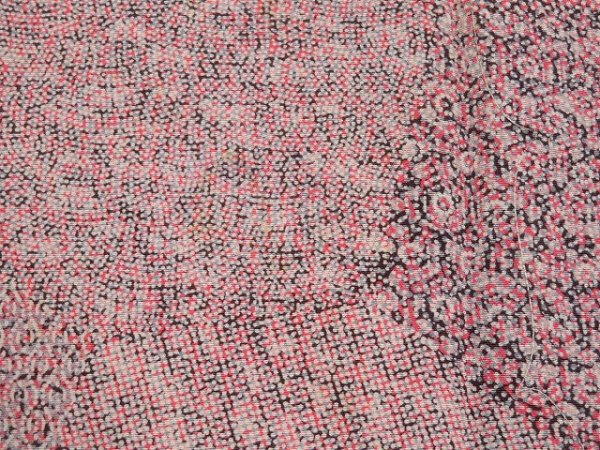 Photo7: 2D06z90 Japanese Kimono Silk  FABRIC Pink, Dark brown Kiribame 66.9" (7)