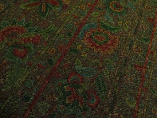 Photo2: 1P05z100 Japanese Kimono Crepe Silk  FABRIC Brown Karahana 66.1" (2)