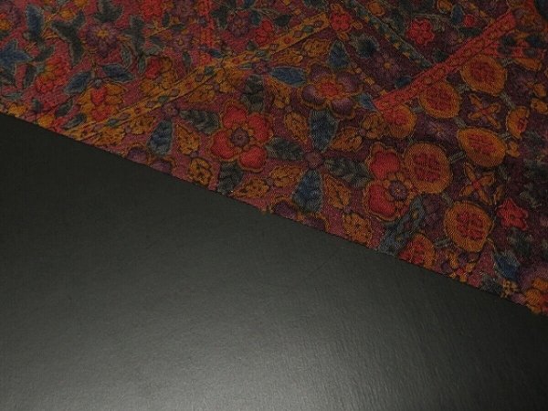 Photo6: 3D03z100 Japanese Kimono Crepe Silk  FABRIC Raisin Flowers 66.9" (6)