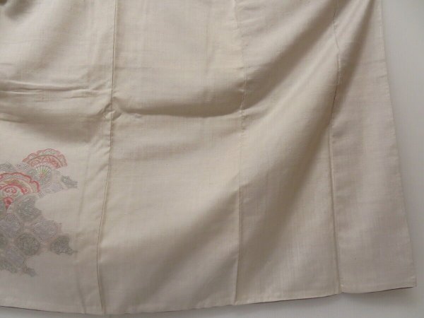 Photo6: 1418T04z940 Japanese Kimono Silk TSUKESAGE Smoky white Flower Embroidery (6)