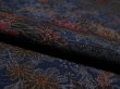 Photo4: 2D02z60 Japanese Kimono Crepe Silk  FABRIC Dark navy Flowers 41.7" (4)