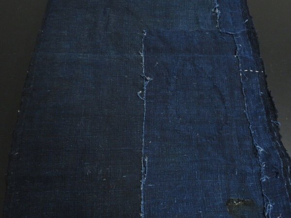 Photo7: 3D30z180 Japanese Kimono Cotton Boro Ranru Patch Indigo   70.1" (7)