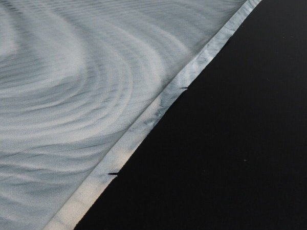 Photo7: 2N01z50 Japanese Kimono Silk  FABRIC Gray Stream 38.6" (7)