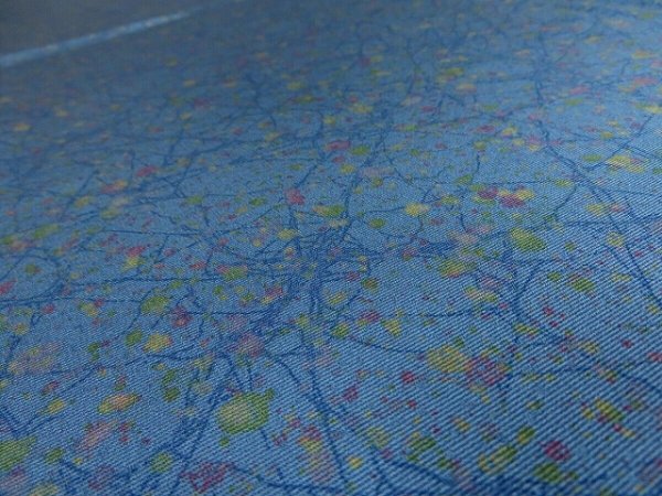 Photo3: 1E02z60 Japanese Kimono Silk  FABRIC Light blue   40.9" (3)