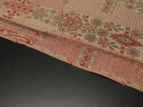 Photo7: 2i01z60 Vintage Japanese Kimono Silk  FABRIC Light gray Flowers 41.7" (7)