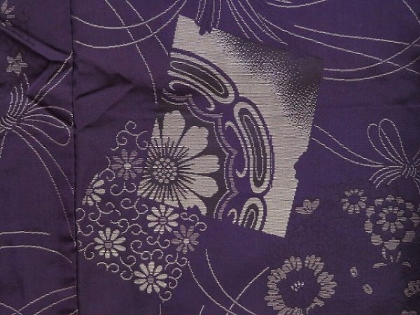 Photo6: 1019i06z780 Vintage Japanese Kimono Silk OMESHI KOMON Dark purple Flowers (6)