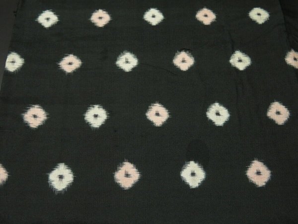 Photo6: 3F02z40 Vintage Japanese Kimono Silk MEISEN FABRIC Black-Green   43.3" (6)