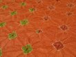 Photo3: 1A02z60 Japanese Kimono Silk SHIBORI FABRIC Orange Hemp 42.5" (3)