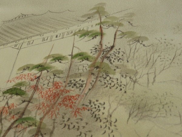 Photo4: 4G01z110 Japanese Kimono Silk  FABRIC Pink Japanese palace 43.3" (4)