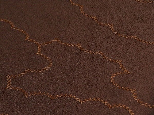 Photo3: 2P06z100 Japanese Kimono Silk Embroidery FABRIC Brown Cloud 63" (3)
