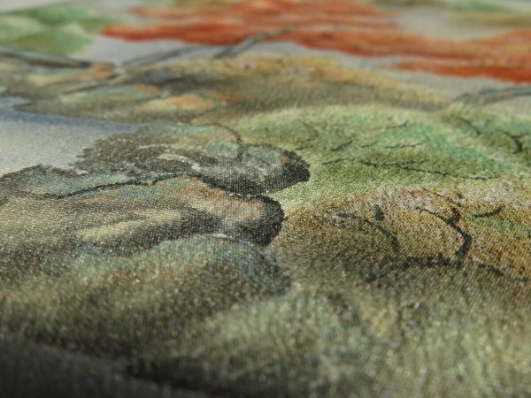 Photo5: 1Z04z80 Japanese Kimono Silk Artist work FABRIC Black Garden 44.9" (5)