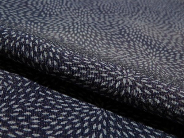 Photo4: 2V05z90 Japanese Kimono Silk  FABRIC Dark purple-gray Chrysanthemum 67.7" (4)