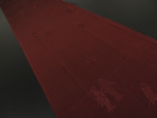 Photo1: 1F05z60 Japanese Kimono Silk  FABRIC Dark brown Samurai 54.3" (1)
