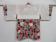 Photo9: 1409i09z520 Vintage Japanese Kimono Silk MEISEN HAORI Black Flower (9)