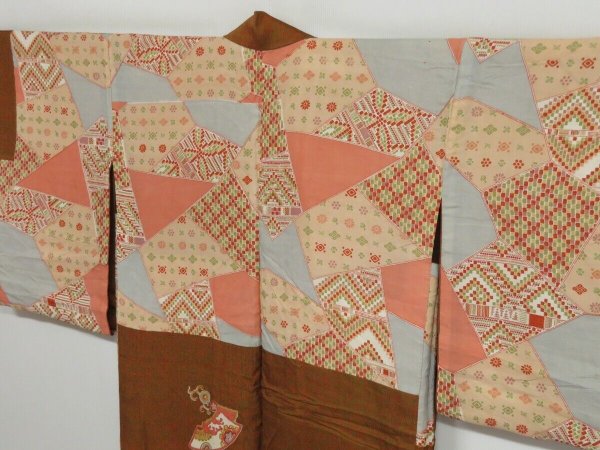 Photo8: 1028i08z430 Vintage Japanese Kimono Silk HAORI Dark olive (8)