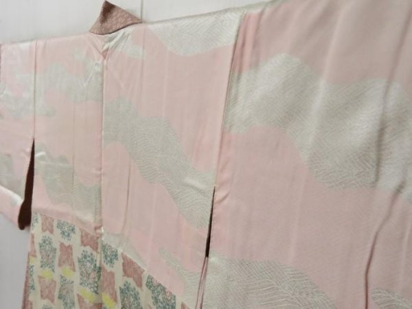 Photo7: 2301T06z610 Vintage Japanese Kimono Crepe Silk HAORI Butterfly Pink (7)
