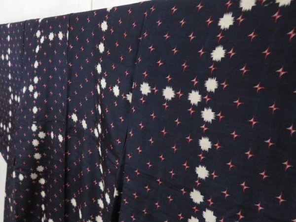 Photo2: 2322T08z640 Vintage Japanese Kimono Silk KOMON  Dark navy (2)
