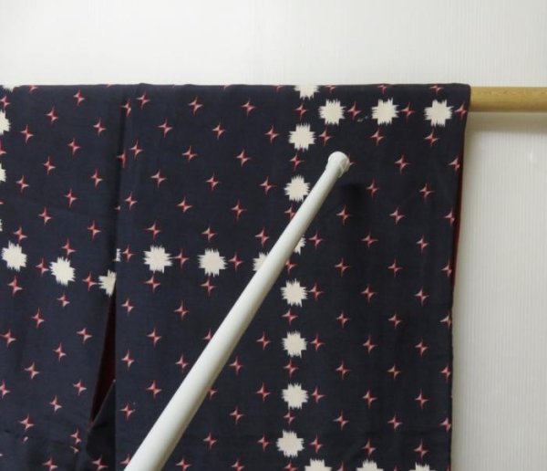 Photo7: 2322T08z640 Vintage Japanese Kimono Silk KOMON  Dark navy (7)