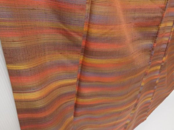 Photo3: 2323T09z670  Japanese Kimono Silk TSUMUGI  Light brown (3)