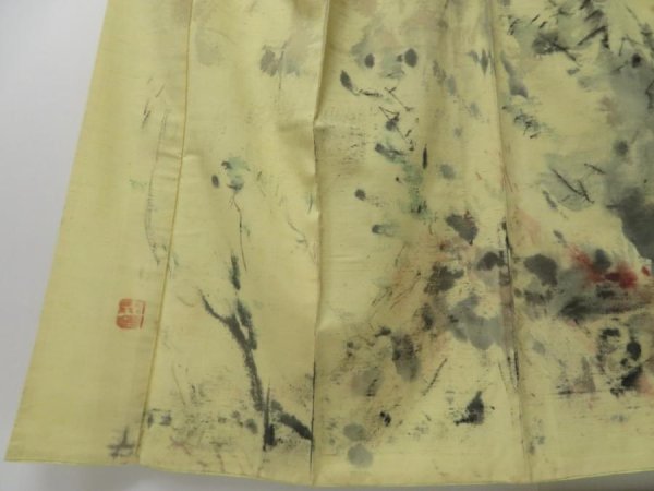 Photo6: 2328T01z950 Vintage Japanese Kimono Silk HOUMONGI Hand Painted Mountain (6)