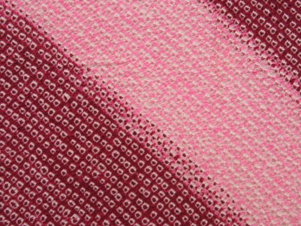 Photo4: 2505T01z400 Vintage Japanese Kimono Silk SHIBORI HAORI  Wine red (4)