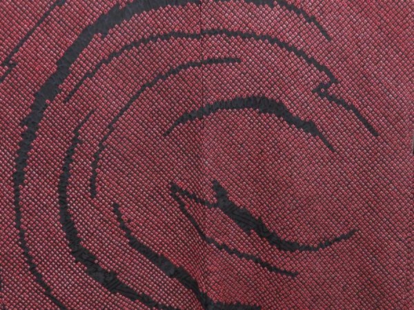 Photo3: 2723T10z520  Japanese Kimono Silk SHIBORI HAORI Ripple Red-Brown (3)