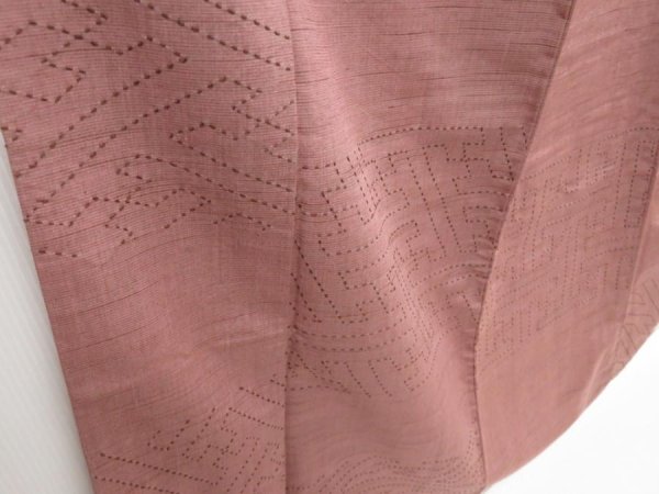 Photo3: 2724T07z730 Vintage Japanese Kimono Silk TSUMUGI Sashiko Rosy brown (3)