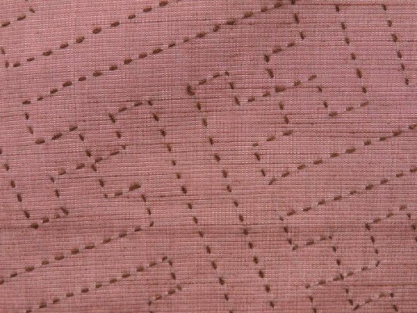 Photo8: 2724T07z730 Vintage Japanese Kimono Silk TSUMUGI Sashiko Rosy brown (8)