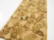 Photo2: 2M05z100  Japanese Kimono Crepe Silk  FABRIC Battle dore Light brown 63.8x14.2 (2)