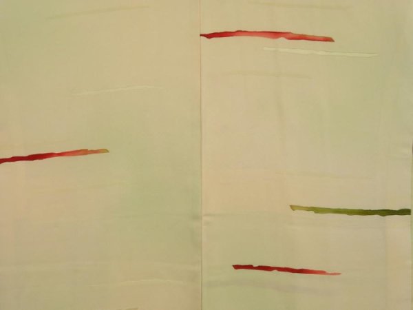 Photo3: 2820T07z570 Vintage Japanese Kimono Silk HAORI  Light yellow (3)