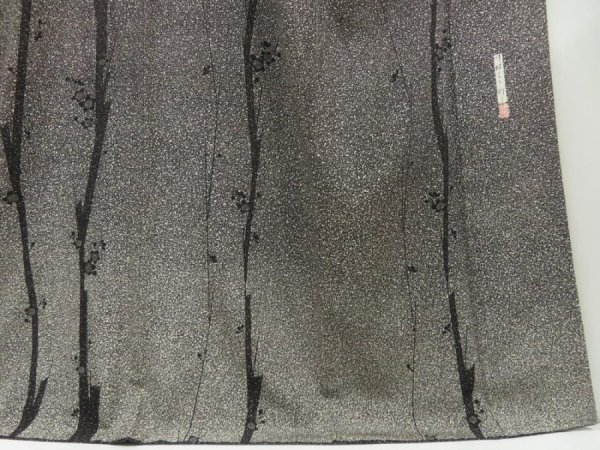 Photo6: 2827T02z990  Japanese Kimono Silk ARTIST WORK TSUKESAGE Plum tree Black (6)
