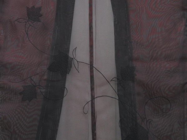 Photo3: 2908T02z180 Vintage Japanese Kimono Synthetic See through HAORI Dark grape (3)