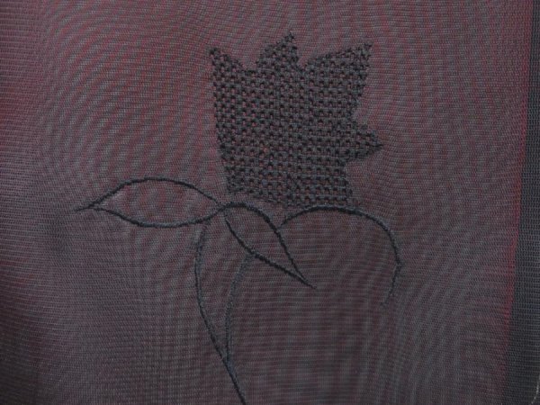 Photo4: 2908T02z180 Vintage Japanese Kimono Synthetic See through HAORI Dark grape (4)