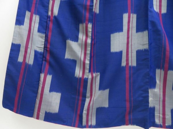 Photo4: 2909T01z660 Vintage Japanese Kimono Silk MEISEN KOMON Dark lavender blue (4)