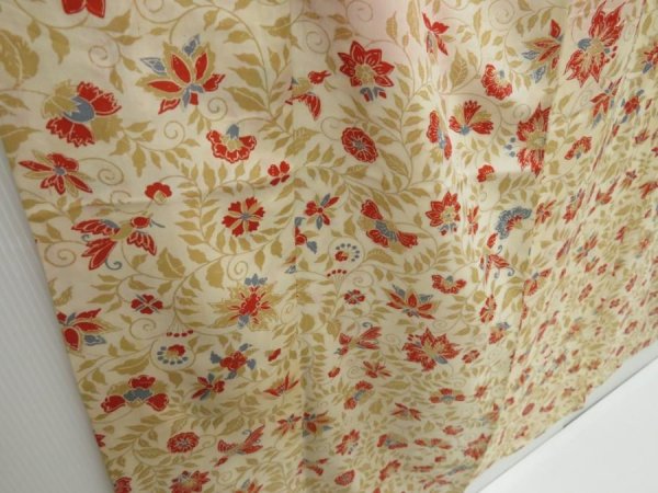 Photo3: 2910T08z450 Antique Japanese Kimono Silk FURISODE Bird Light cream (3)