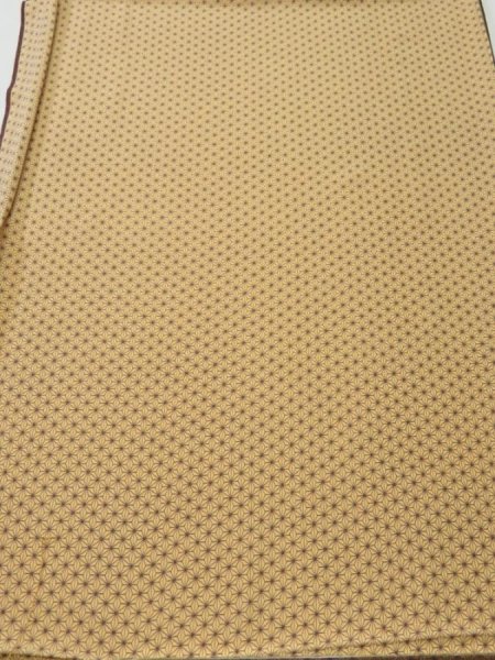 Photo2: 1G01z50  Japanese Kimono Silk  FABRIC Hemp Light brown 36.2x14.2 (2)