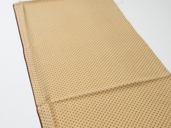 Photo4: 1G01z50  Japanese Kimono Silk  FABRIC Hemp Light brown 36.2x14.2 (4)