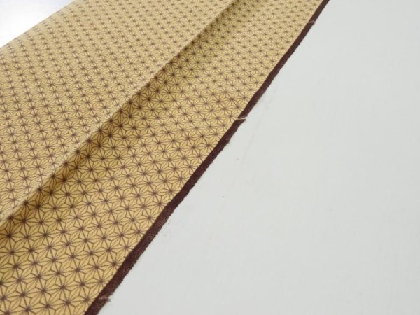 Photo6: 1G09z60  Japanese Kimono Silk  FABRIC Hemp Light brown 80.3x6.7 (6)