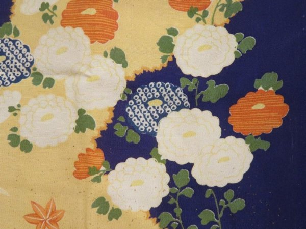 Photo4: 2924T11z600 Vintage Japanese Kimono Jinken Synthetic JUBAN Dark lavender blue (4)