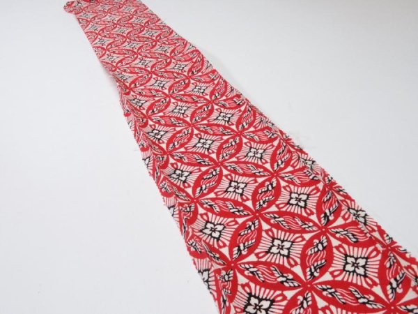 Photo3: 1G07z50  Japanese Kimono Silk  FABRIC Shippo Red 58.3x7.1 (3)