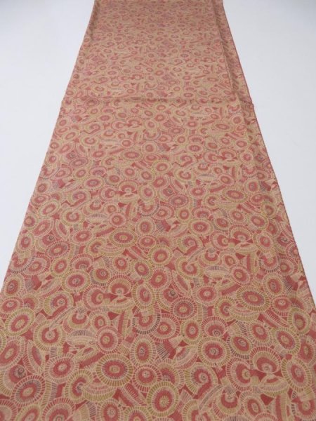 Photo5: 1I01z60  Japanese Kimono Crepe Silk  FABRIC Umbrella Red-Brown 43.3x14.2 (5)