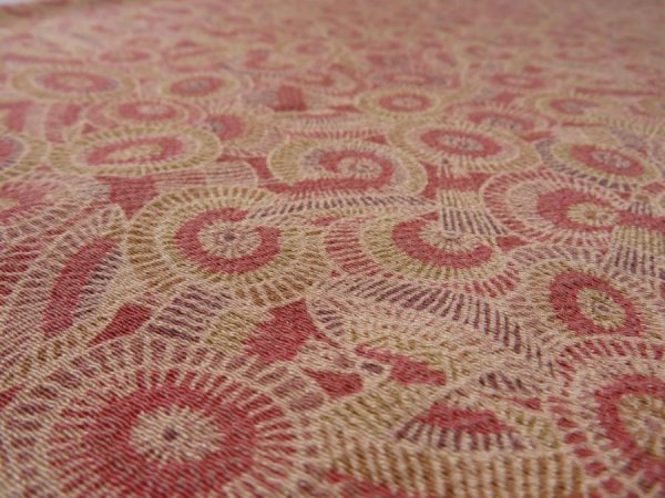 Photo5: 1I03z100  Japanese Kimono Crepe Silk  FABRIC Umbrella Red-Brown 71.7x14.2 (5)