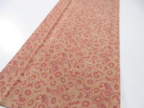 Photo2: 1I04z100  Japanese Kimono Crepe Silk  FABRIC Umbrella Red-Brown 71.7x14.2 (2)
