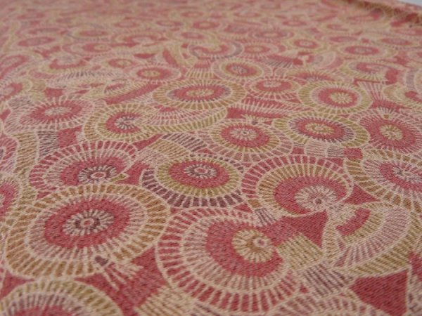 Photo5: 1I06z100  Japanese Kimono Crepe Silk  FABRIC Umbrella Red-Brown 70.9x14.2 (5)