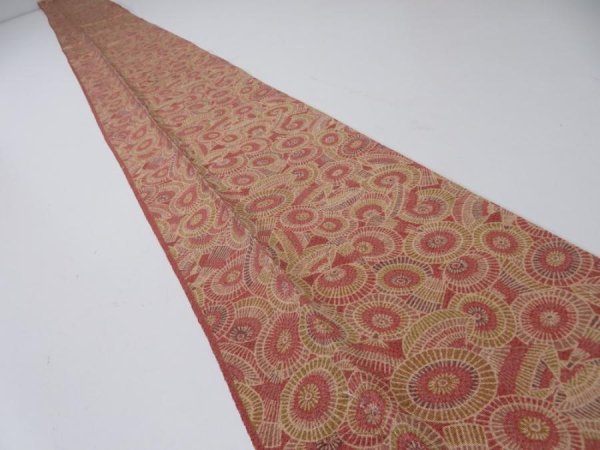 Photo1: 1I09z60  Japanese Kimono Crepe Silk  FABRIC Umbrella Red-Brown 85.0x6.7 (1)