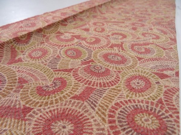 Photo5: 1I09z60  Japanese Kimono Crepe Silk  FABRIC Umbrella Red-Brown 85.0x6.7 (5)
